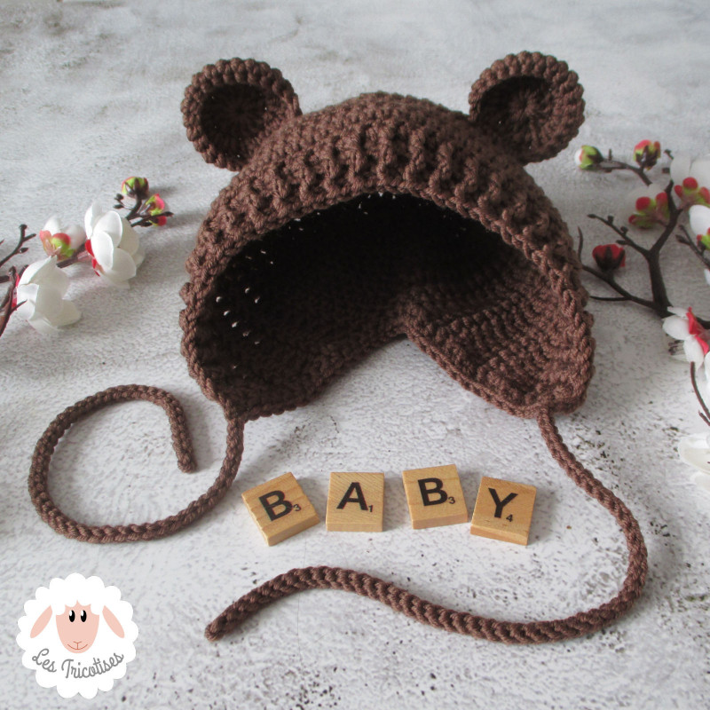 Bonnet béguin à oreilles d'ours Bonnet béguin à oreilles d'ours