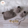 Bonnet ourson et chaussons de naissance en laine mérinos