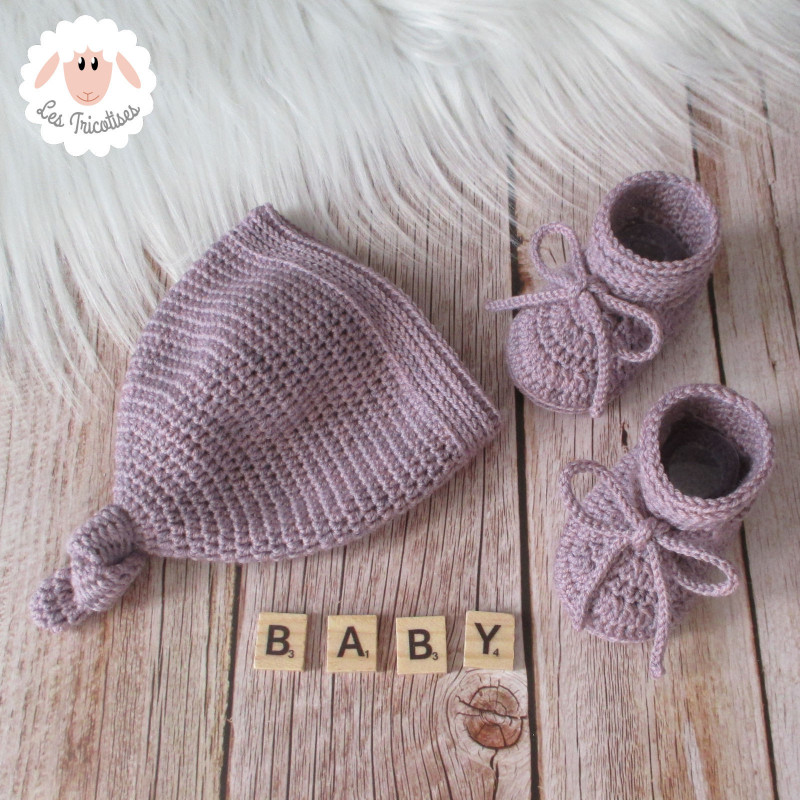 Bonnet et chaussons en laine mérinos