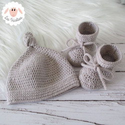 Bonnet et chaussons en laine mérinos